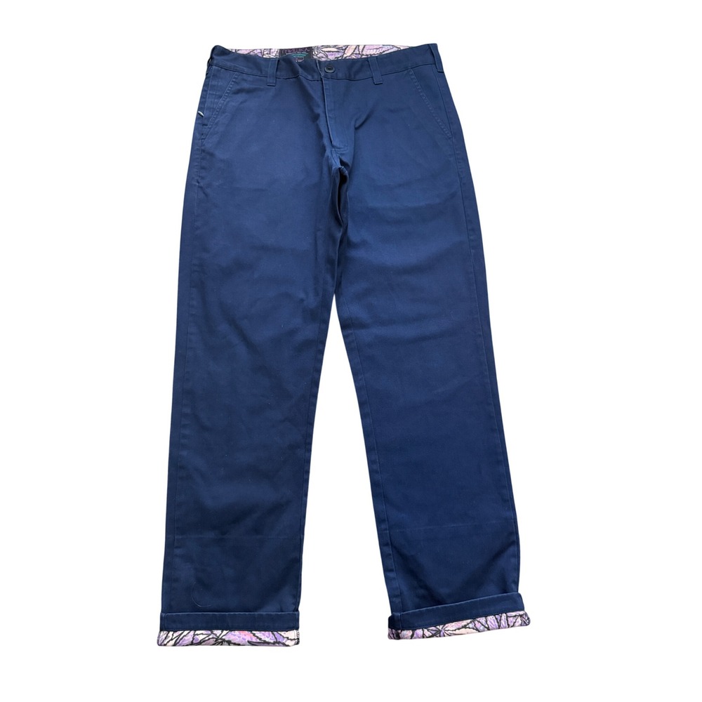 Mishka NYC Navy Blue Chino Pants Mens 36 Patterned Cuff Streetwear Skateboard